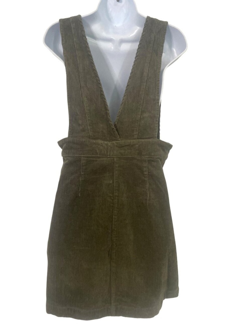Forever 21 Womens Corduroy Olive Green Overall Dress Size L Preppy 90s Retro - Picture 4 of 6